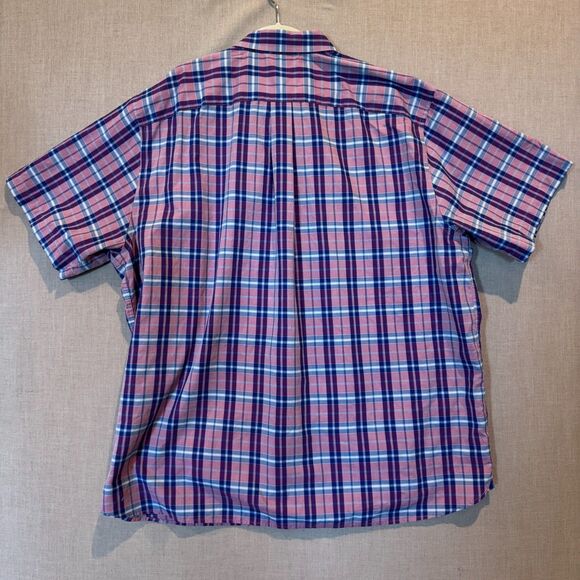 daniel cremieux plaid short sleeve button down 2XL pink blue purple - Picture 5 of 6